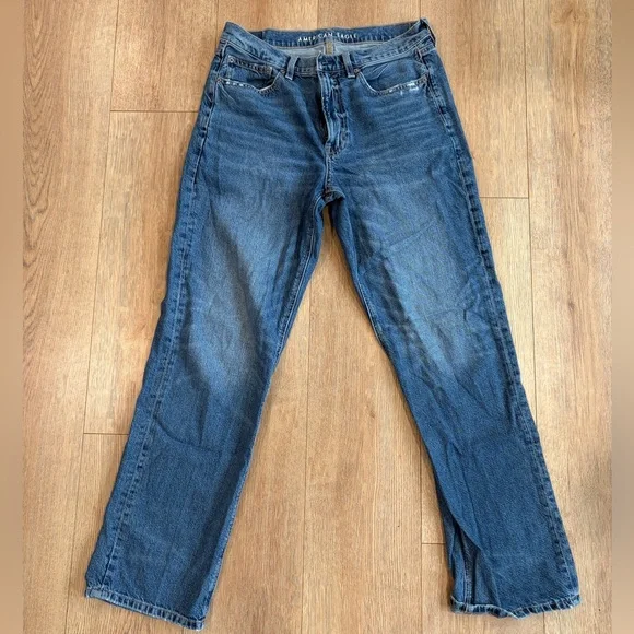 American Eagle Low Rise Baggy Straight Jeans Women’s Size 8 Demin 30.5” Inseam - Picture 1 of 5